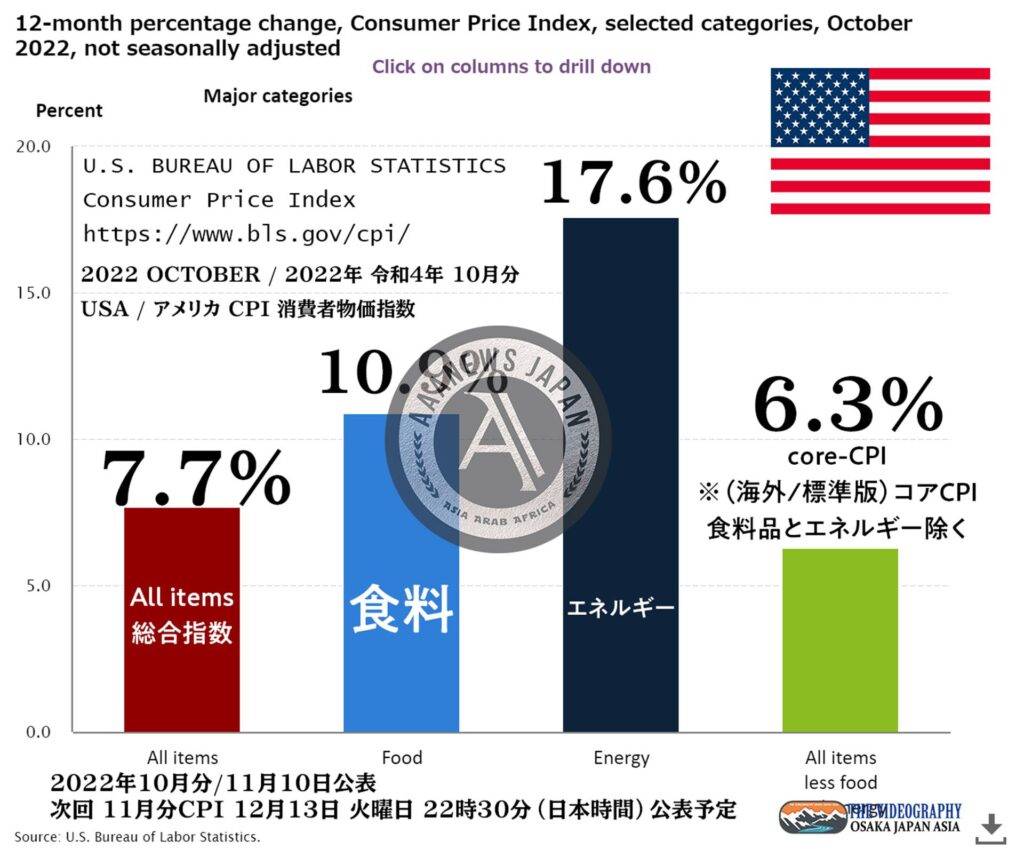 アメリカ 消費者物価指数 CPI CONSUMER PRICE INDEX - OCTOBER 2022 USA