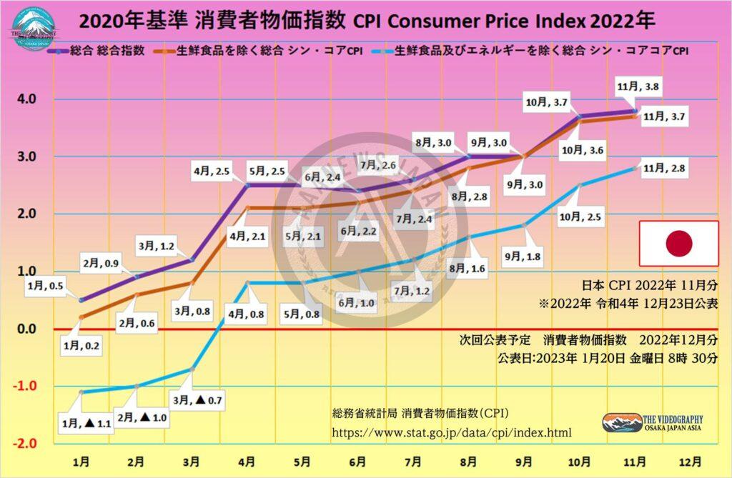 2020年基準　消費者物価指数　全国　2022年（令和4年）11月分（2022年12月23日公表）